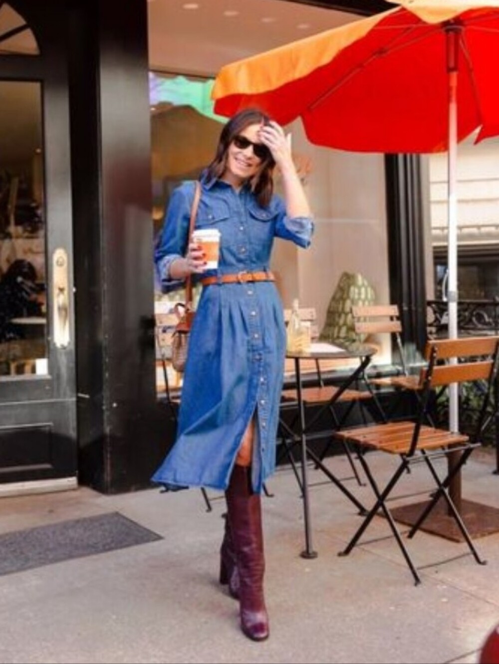 Sezane Medium Wash Denim Long-Sleeve Button-Down Midi Dress Size 4 - Picture 2 of 9